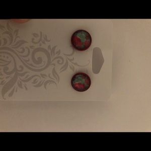 Red Floral studs